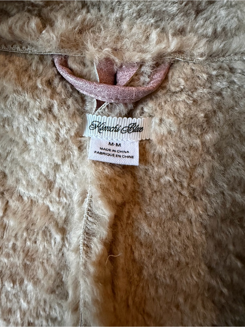 Kimchi Blue Dusty Pink Faux-Shearling Long Trench Coat - Picture 5 of 9